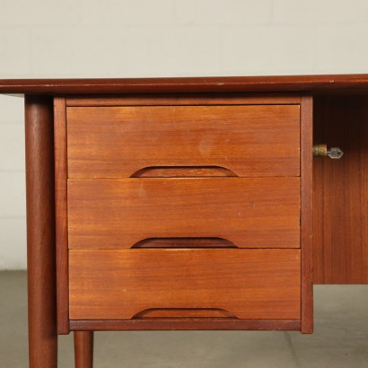 Desk with Drawers Teak Vintage Italy 1960s