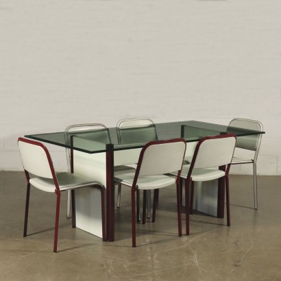 Table Bois laqué Verre Fabriqué en Italie Années 80-90