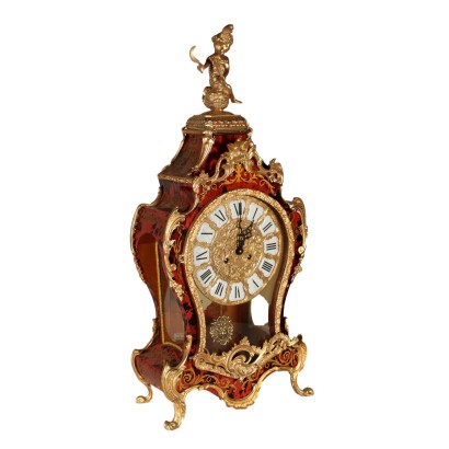 Table Clock Boulle Style Gilded Bronze Italy 20th Century