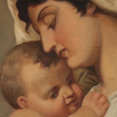 Woman with Child Oil Painting 19th Century