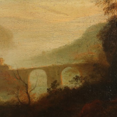 Bucolic Landscape with Shepherds and Herd Painting 18th Century