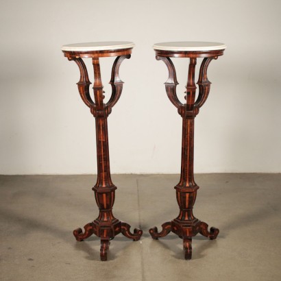Matching Gueridon Rosewood and White Marble Italy 19th Century