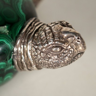 Turtle Silver and Malachite Milan Italy 20th Century