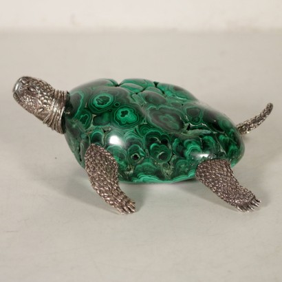 Turtle Silver and Malachite Milan Italy 20th Century