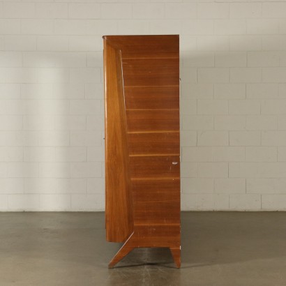 Wardrobe with Mirror Walnut Veneer Vintage Italy 1950s