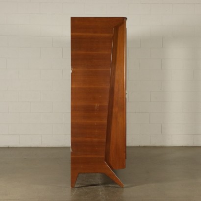 Wardrobe with Mirror Walnut Veneer Vintage Italy 1950s