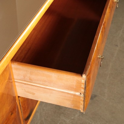 Chest of Drawers with Mirror Burl Veneer Vintage Italy 1960s