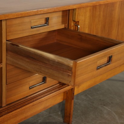 Sideboard with Sliding Doors Exotic Wood Veneer Brass Italy 1960s