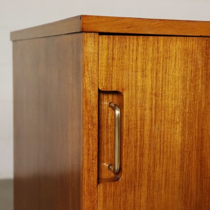 Sideboard with Sliding Doors Exotic Wood Veneer Brass Italy 1960s