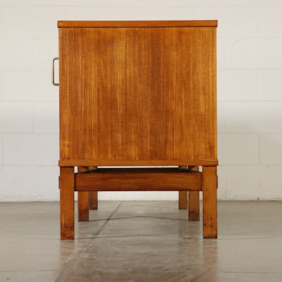 Sideboard with Sliding Doors Exotic Wood Veneer Brass Italy 1960s