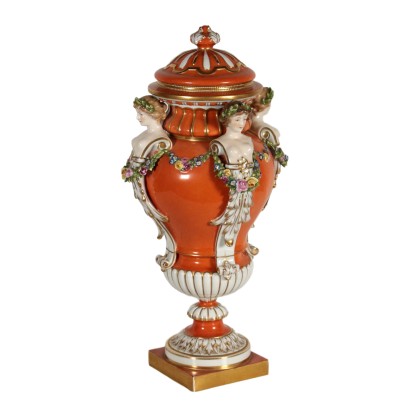 Vase mit Deckel Capodimonte Porzellan 20. Jahrhundert