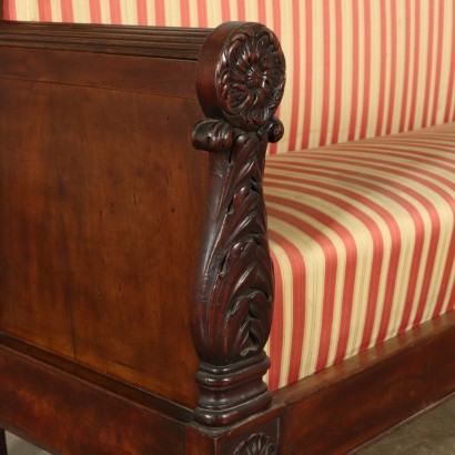 Restoration Walnut Sofa Italy 19th Century