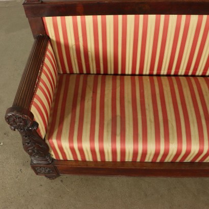 Restoration Walnut Sofa Italy 19th Century