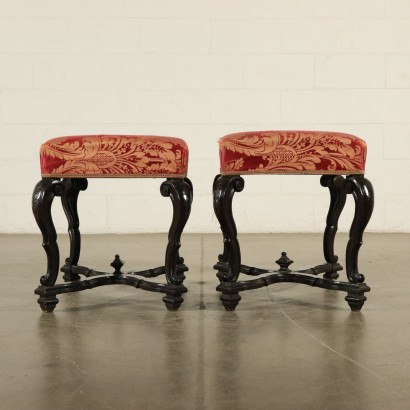 Pair of Stools Walnut Italy 18th Century