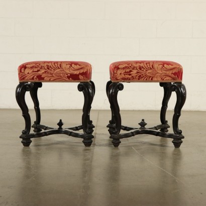 Pair of Stools Walnut Italy 18th Century