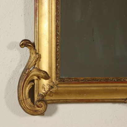 Miroir Sculpté Doré Fabriqué en Italie Moitié '800