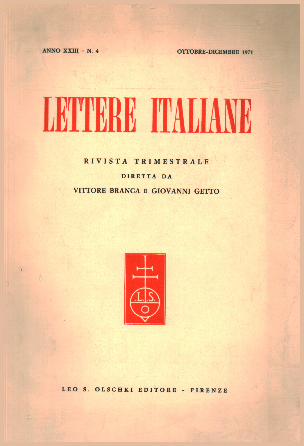 Italian letters, Year XXIII, No. 4 October-December, 1, s.a.