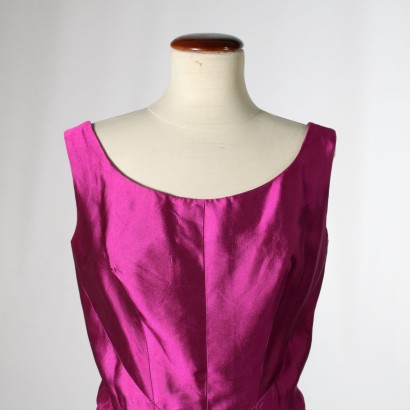 Robe de Cocktail Soie cyclamen Vintage Italie Années 50