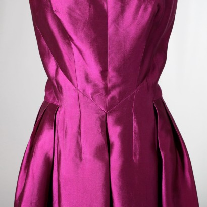 Robe de Cocktail Soie cyclamen Vintage Italie Années 50