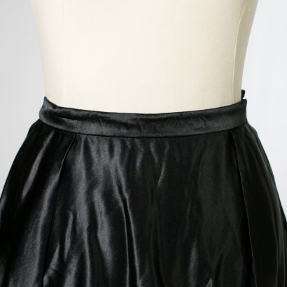 Vintage Skirt Black Satin and Silk Made in Italy