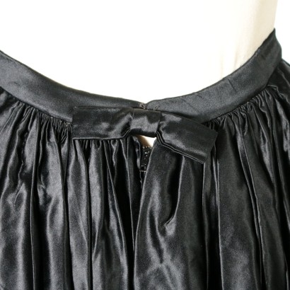 Vintage Skirt Black Satin and Silk Made in Italy