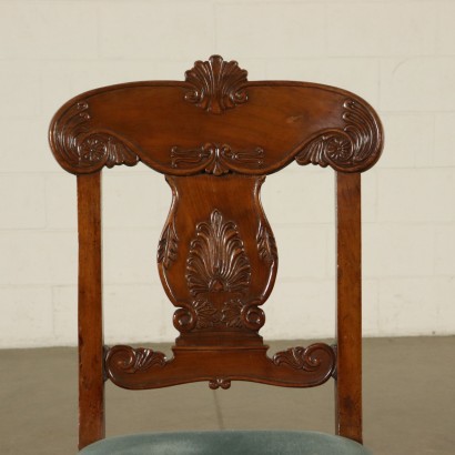 Set of Four Restoration Walnut Chairs Italy 19th Century