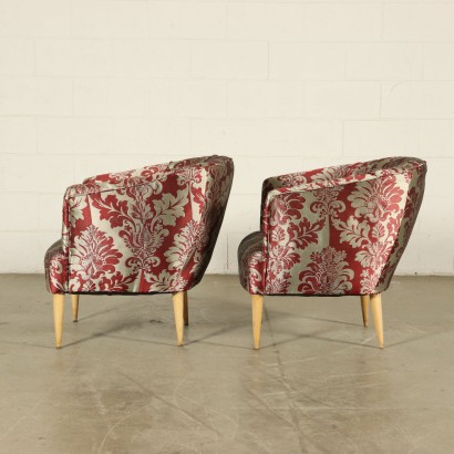 Pair of Armchairs Fabric Springs Vintage Italy 1950s-1960s