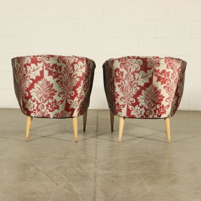 Pair of Armchairs Fabric Springs Vintage Italy 1950s-1960s