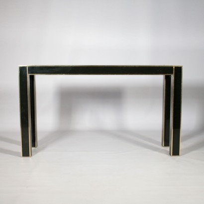 Console Table Lacquered Wood Smoked Glass Vintage Italy 1980s