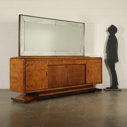 Buffet with Mirror Rosewood Veneer Vintage Italy 1920s-1930s