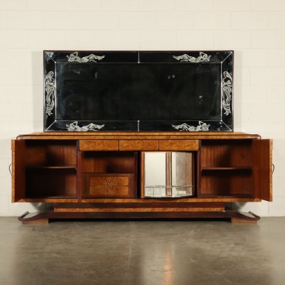 Buffet with Mirror Rosewood Veneer Vintage Italy 1920s-1930s