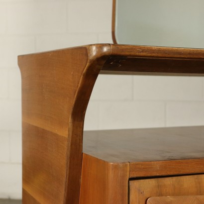 Chest with Mirror Walnut Veneer Vintage Italy 1950s