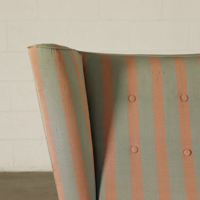 Armchair Fabric Upholstery Springs Vintage Italy 1950s