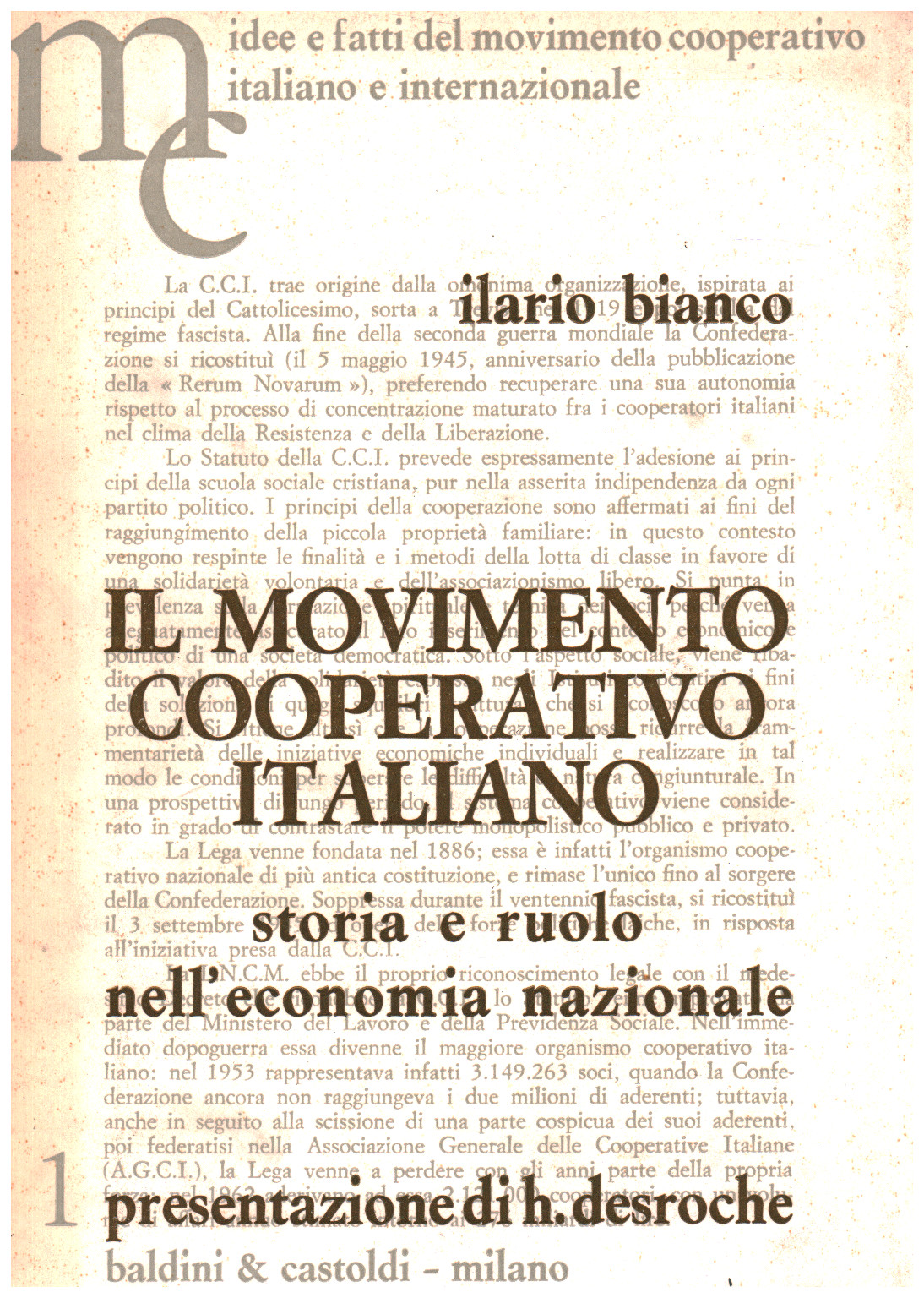 Il movimento cooperativo italiano, s.a.