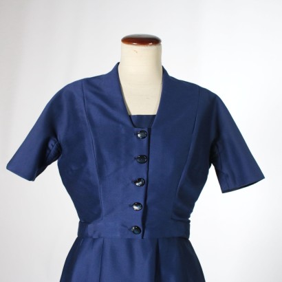 Vintage Blue Cocktail Dress with Bolero Made in Italy