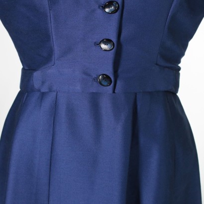 Vintage Blue Cocktail Dress with Bolero Made in Italy