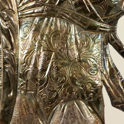 Pareja de ángeles de la hoja de metal, de plata, grabado en relieve