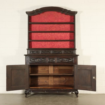 Cupboard with Plate Rack Walnut Poplar Italy 20th Century