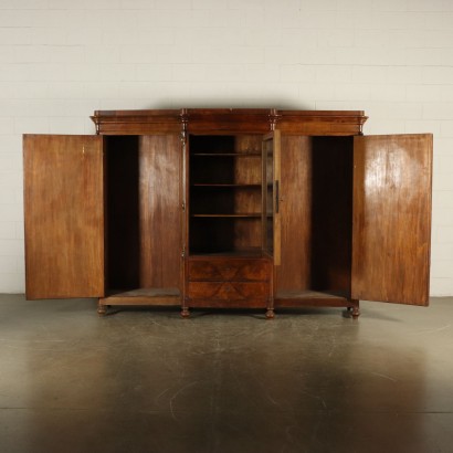 Large Walnut Wardrobe Italy Mid 19th Century