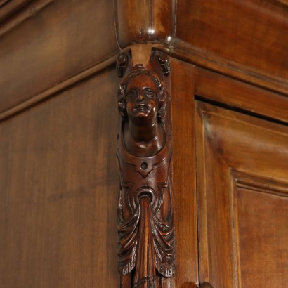 Large Walnut Wardrobe Italy Mid 19th Century