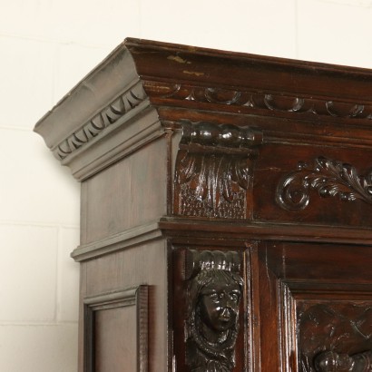 Double Body Walnut Cupboard Italy Early 1900s