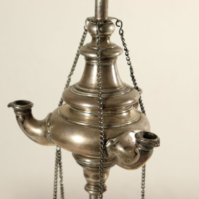 Pair of Silver Oil Lamps Italy 18th Century
