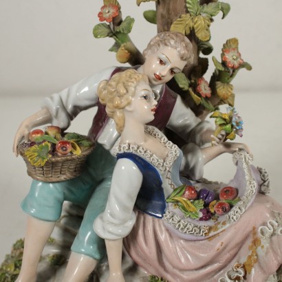 Pair of Capodimonte Figurines Ceramic Italy 20th Century