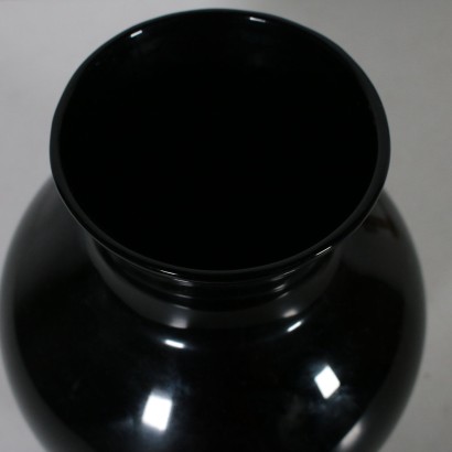 Venini Vase schwarzes mundgeblasenes Glas Vintage Italien 1989