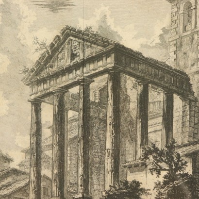 Etching by Gianbattista Piranesi Glimpse of the Temple of Hercules