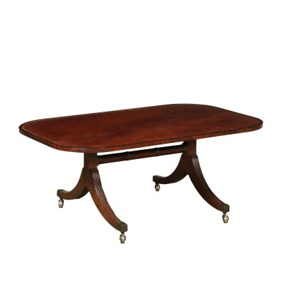 Mahogany Coffee Table Bronze Castors Italy Late 1800s