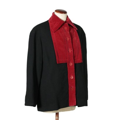 Chaqueta Vintage de color Negro con Inserciones Rojas