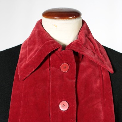 Schwarze und rote Jacke aus Wolle Made in Italy 40er-50er Jahre