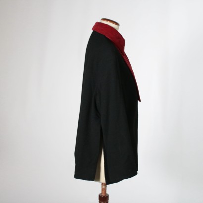 Schwarze und rote Jacke aus Wolle Made in Italy 40er-50er Jahre