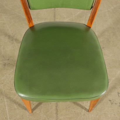 Suite de six Chaises Hêtre Mousse Similcuir Italie Années 60